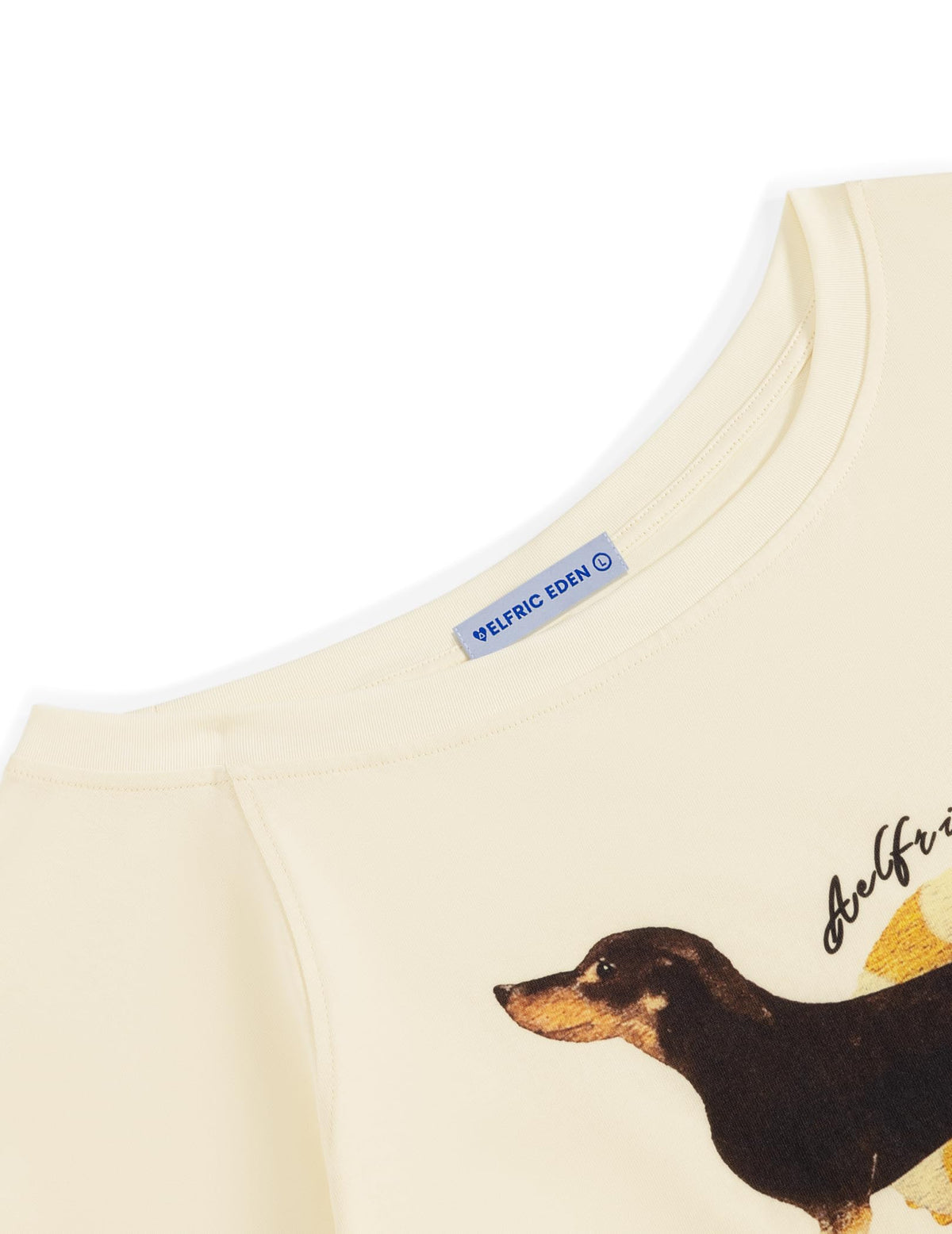 Women's Oversized Dachshund Graphic Off-Shoulder T-Shirt