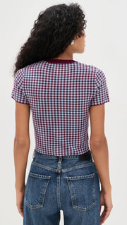 LE BOP Women's Gingham Knit Tee