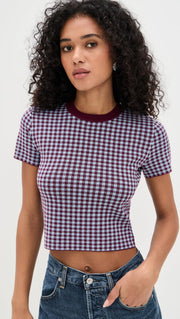 LE BOP Women's Gingham Knit Tee