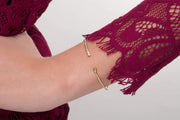 Solid Gold Seven-Diamond Bangle Bracelet