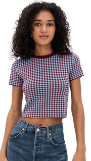 LE BOP Women's Gingham Knit Tee
