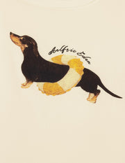 Women's Oversized Dachshund Graphic Off-Shoulder T-Shirt