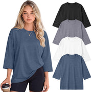 Huukeay 4 Pack Women Oversized 3/4 Sleeve T Shirts