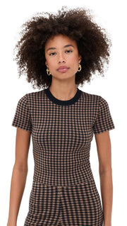 LE BOP Women's Gingham Knit Tee