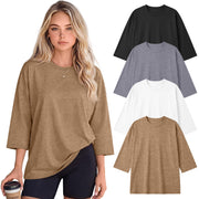Huukeay 4 Pack Women Oversized 3/4 Sleeve T Shirts
